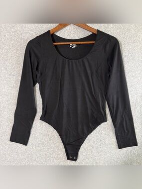 Black Long Sleeve Scoop Neck Bodysuit hyz xl